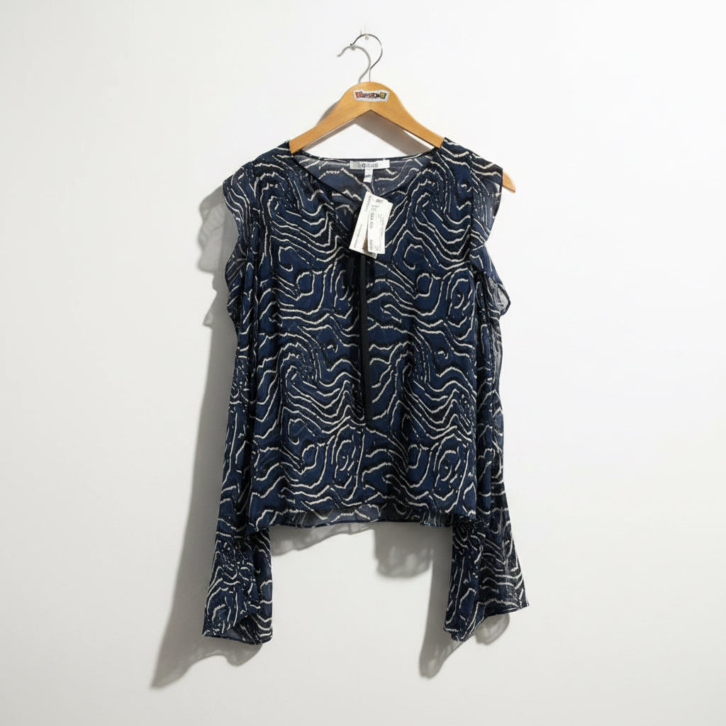 Derek Lam 10 Crosby Blouse Navy/Black/Grey Ladies Size 4