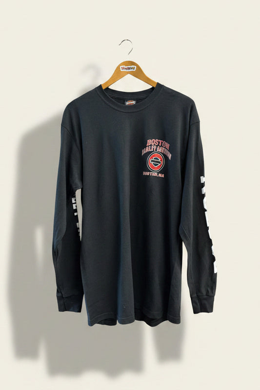 Harley Davidson LS Tee Boston Black/White Men’s Size L