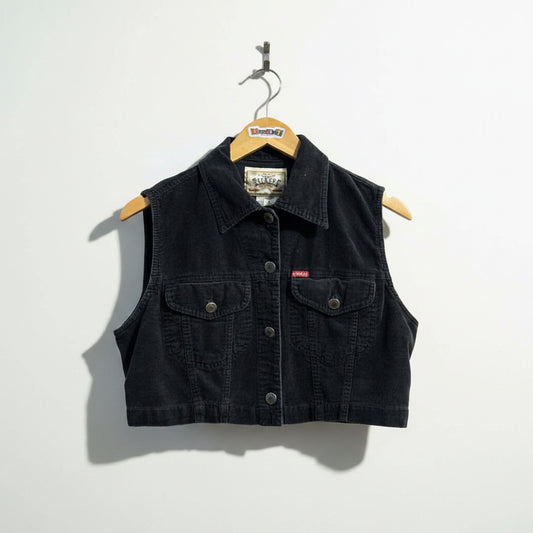 Tickets Vintage Vest Crop Corduroy Black Ladies Size 7/8