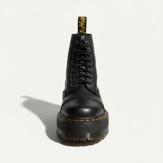 Doc Martens Combat Boot Platform Leather Black Extra Laces Black Size 9L
