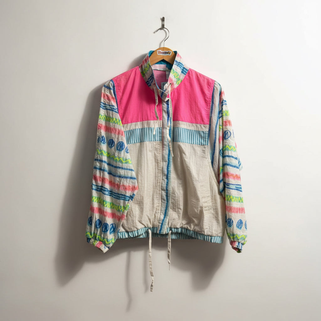 Outerstuff Vintage Windbreaker White/Neon Men’s Size XL