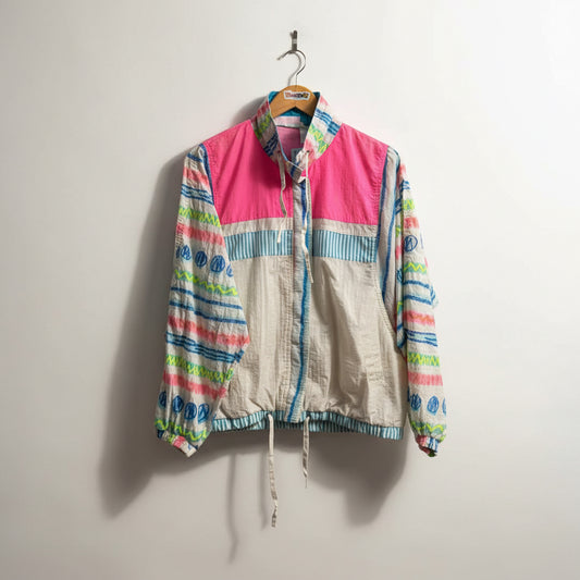 Outerstuff Vintage Windbreaker White/Neon Men’s Size XL