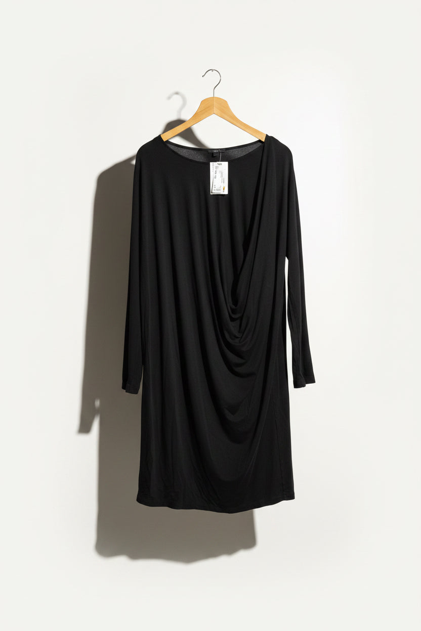 COS Midi Dress Long Sleeve Flowy Bottom Navy Size L
