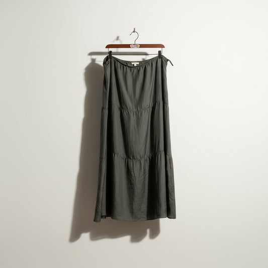 Eileen Fisher Silk Maxi Skirt Olive Size XL