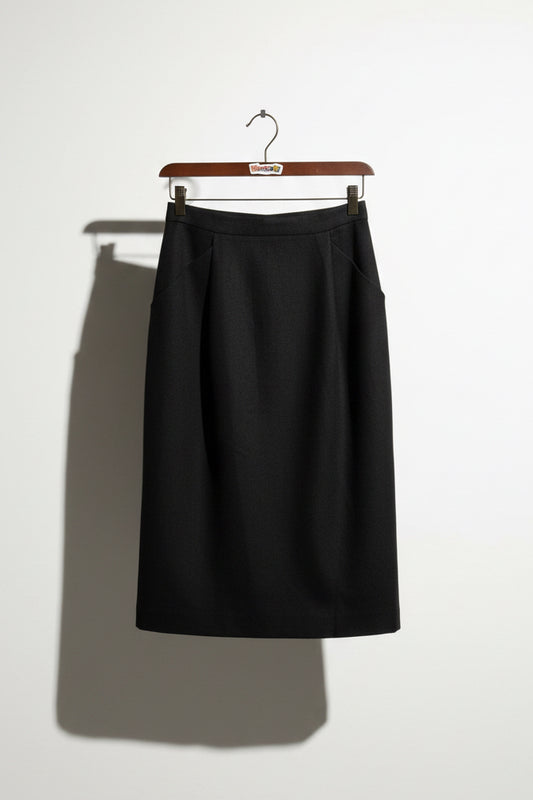 Christian Dior Vintage Pencil Skirt Wool Black Size 6