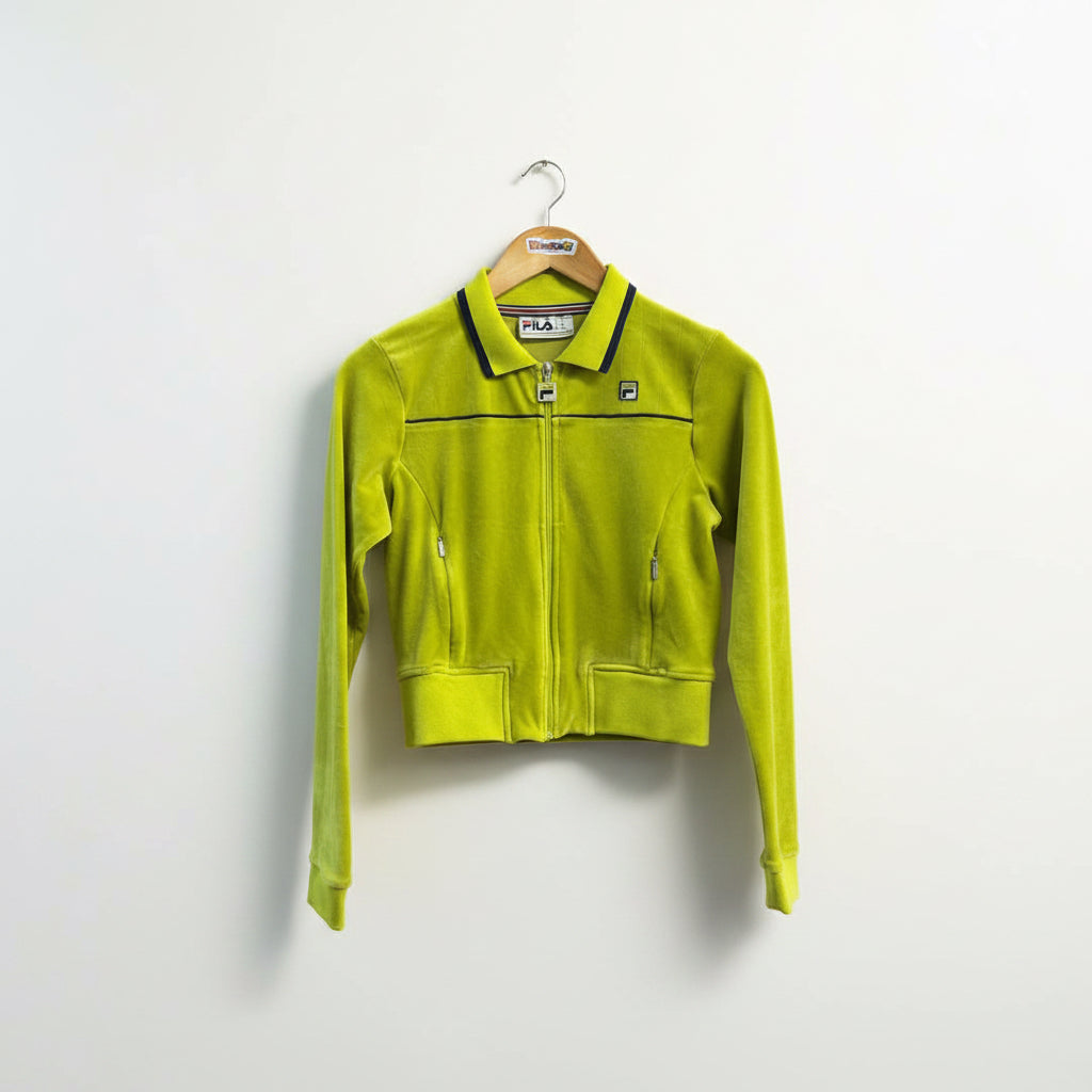 Fila Cardigan Velour Lime Green Ladies Size XS