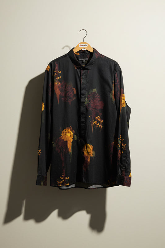 John Varvatos Black Floral Button Up Men’s Size 2XL