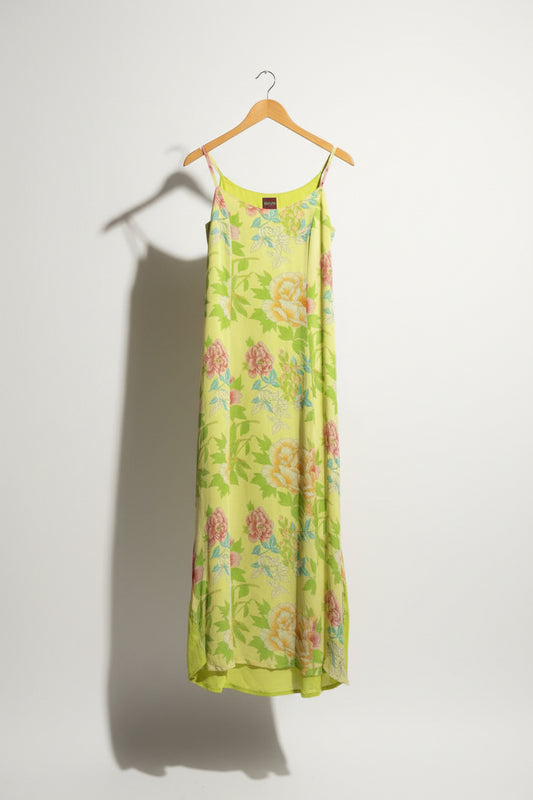 Vintage Kenzo Green Floral Maxi Dress Size 40