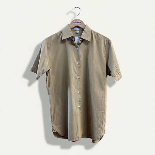Barneys NY Vintage Button Up Short Sleeve Blue Undertones Brown Men’s Size M
