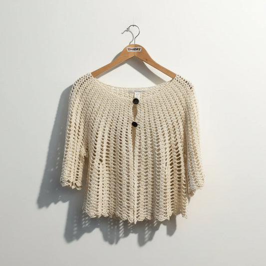 Stewart+Brown Y2K Cardigan Crochet Beige Ladies Size M