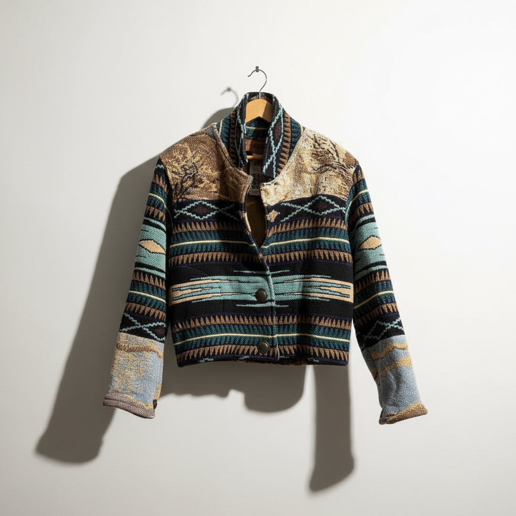 Painted Pony Vintage Tapestry Jacket Horse Silver Buttons Multi OS