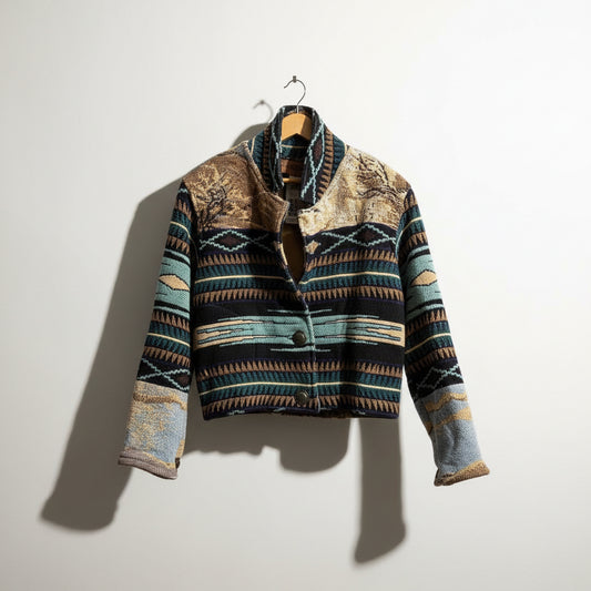 Painted Pony Vintage Tapestry Jacket Horse Silver Buttons Multi OS