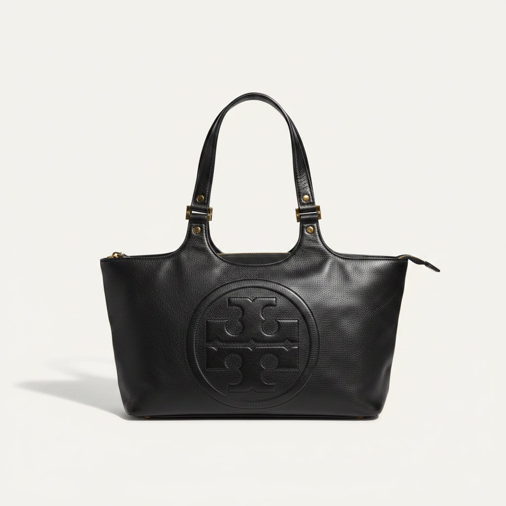 Tory Burch Bombe Black Leather Bag OS