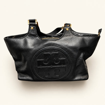 Tory Burch Bombe Black Leather Bag OS