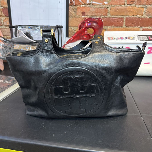 Tory Burch Bombe Black Leather Bag OS