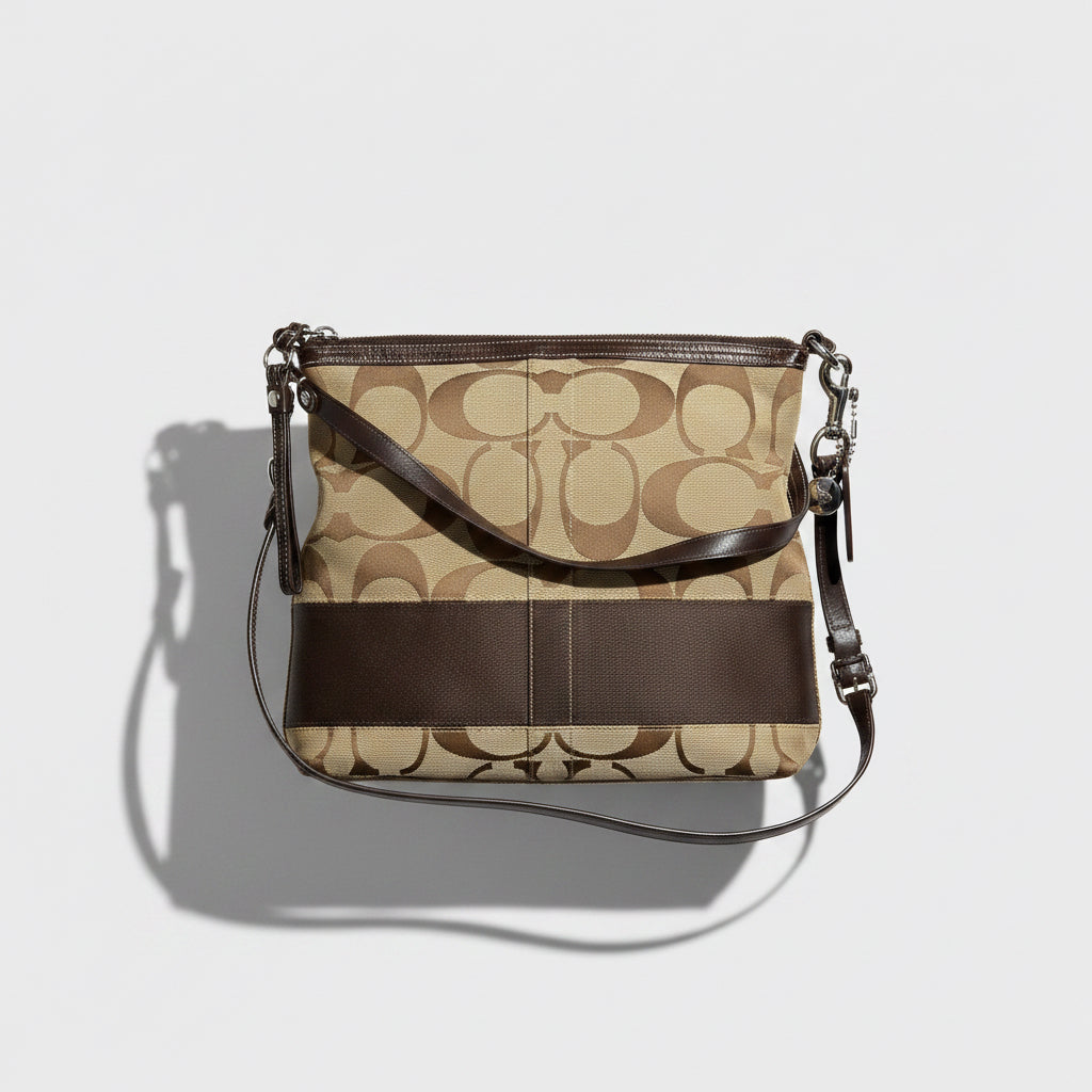 Coach Beige & Brown Signature Canvas Bag