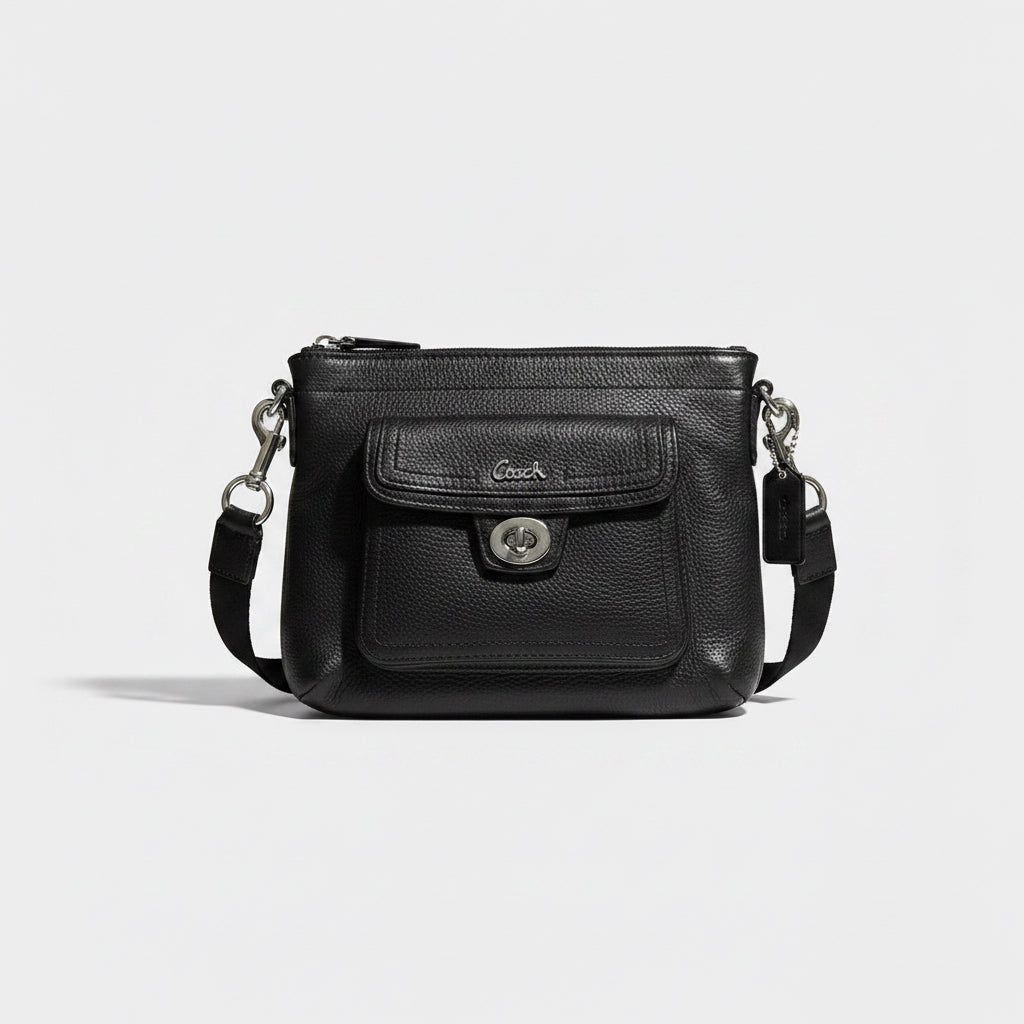 Coach Black Pebble Turnlock Bag