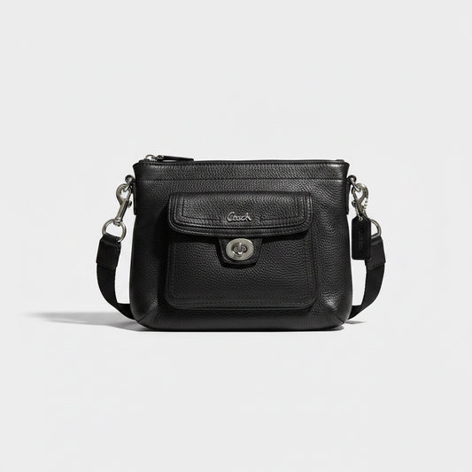 Coach Black Pebble Turnlock Bag