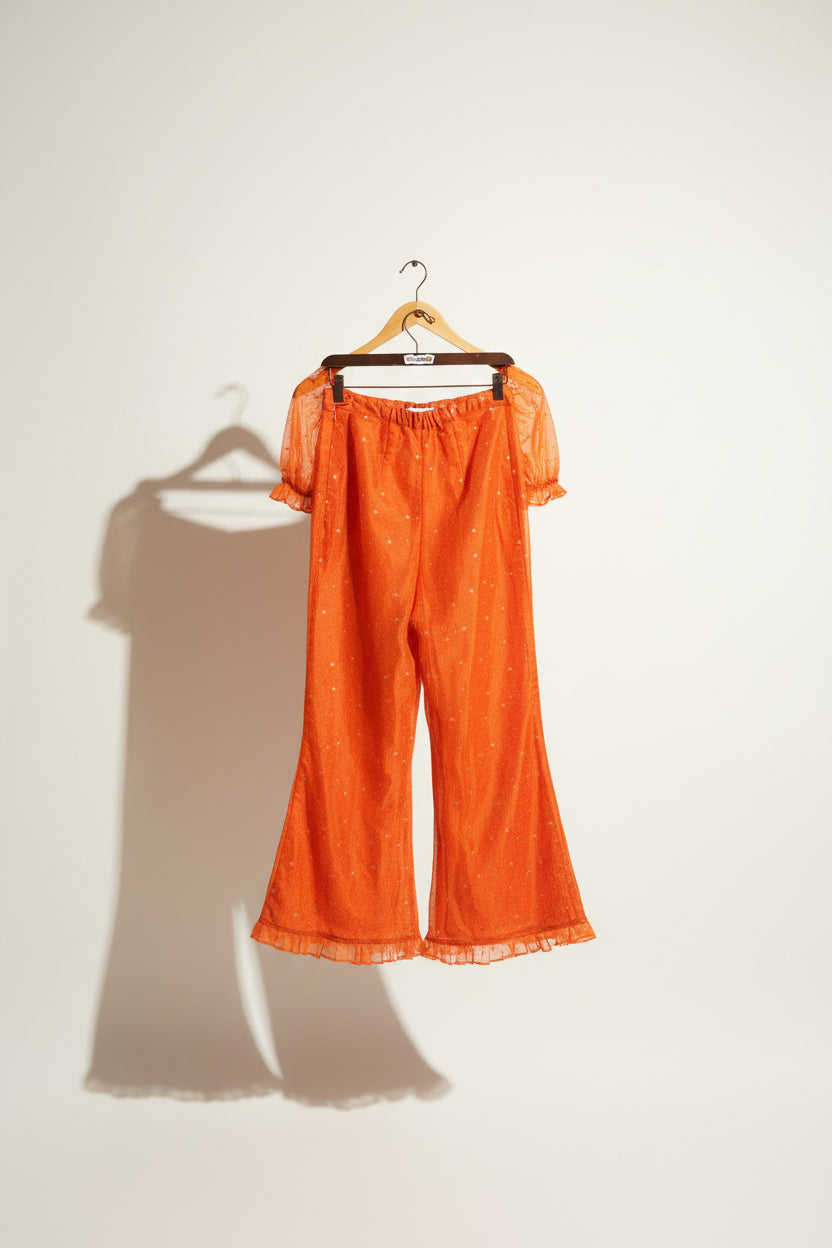 Samantha Pleet Crop Top and Pants Set Stars Orange Size S/10