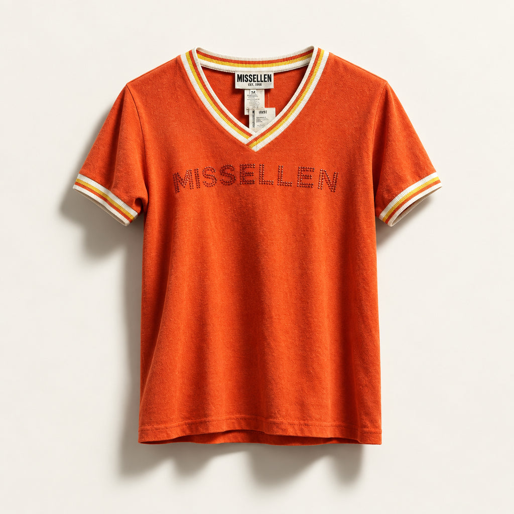 Misselleci By Les Copains Orange Ringer Tee Top Ladies Size 42