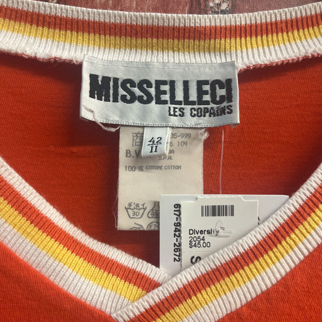 Misselleci By Les Copains Orange Ringer Tee Top Ladies Size 42