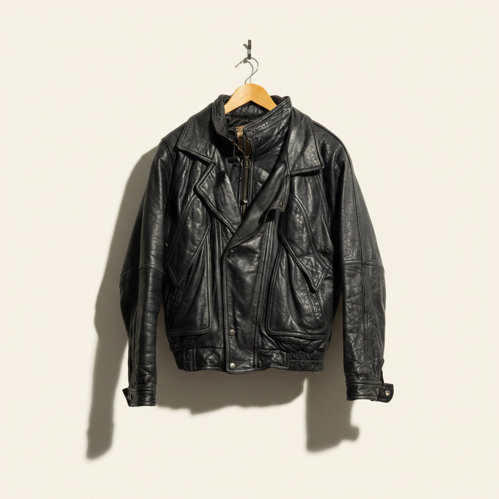 Direction Of Midway Black Leather Bomber Jacket Men’s Size 40