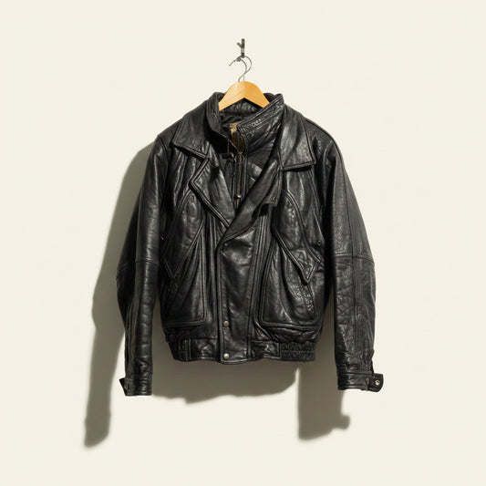 Direction Of Midway Black Leather Bomber Jacket Men’s Size 40