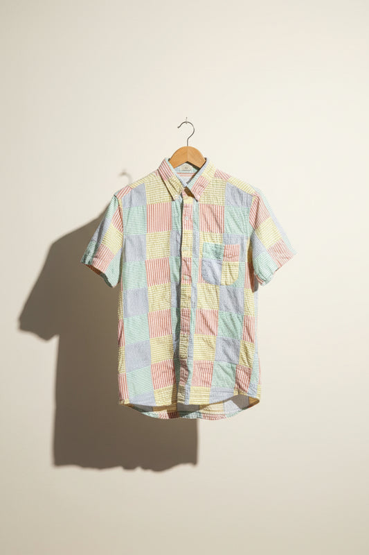 J Crew SS Madras Button Up Multi Color Men’s Size S
