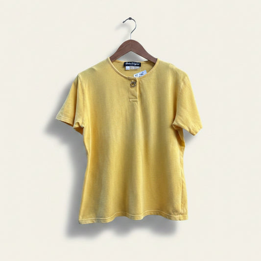 Vintage Salvatore Ferragamo Yellow SS Top Ladies Size L