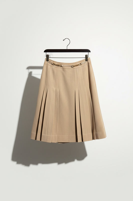 Vintage Celine Pleated Skirt Brown Size 38