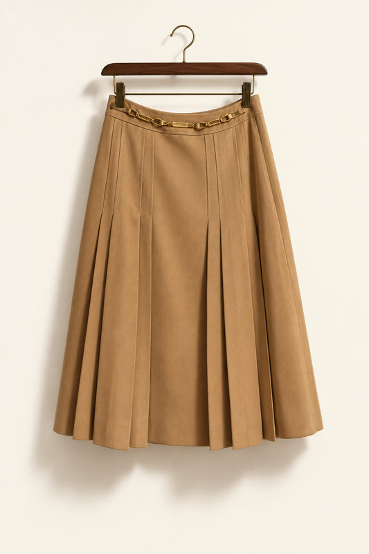 Vintage Celine Pleated Skirt Brown Size 38