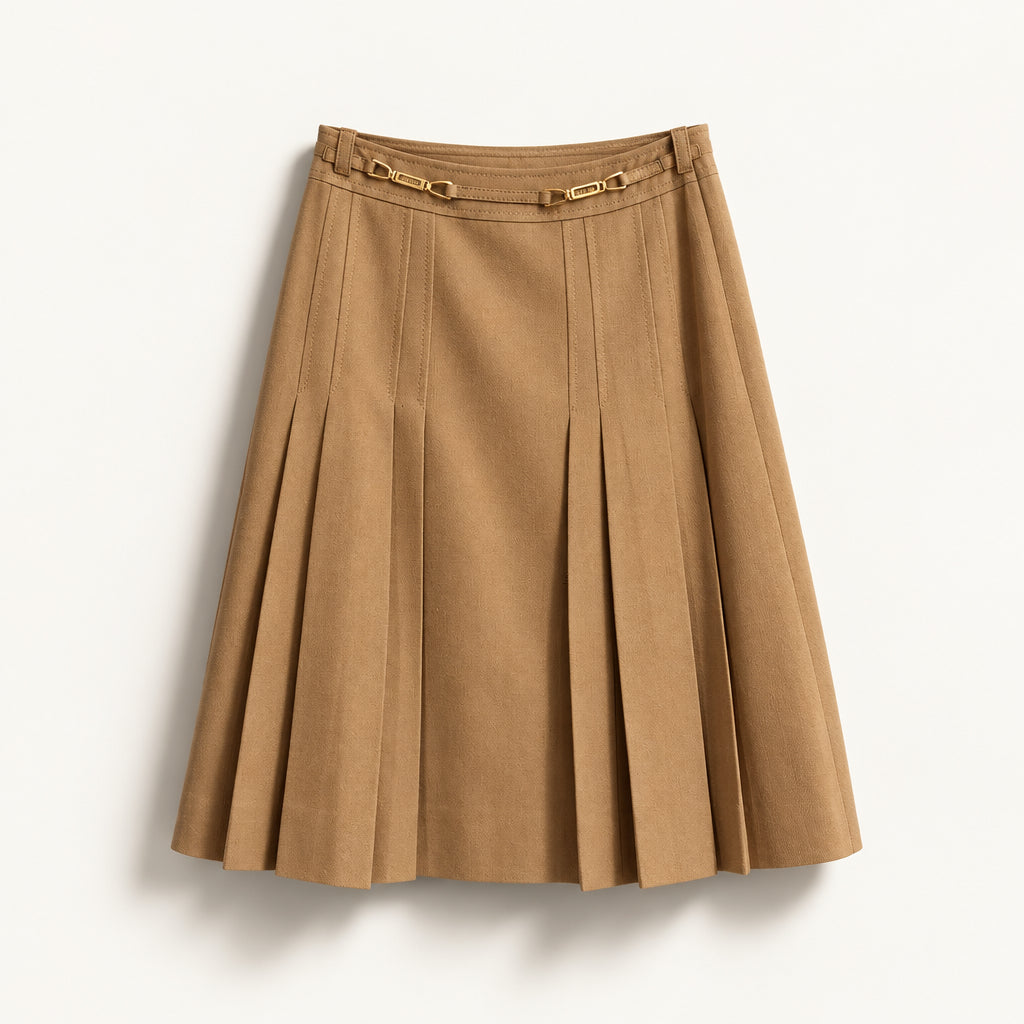 Vintage Celine Pleated Skirt Brown Size 38