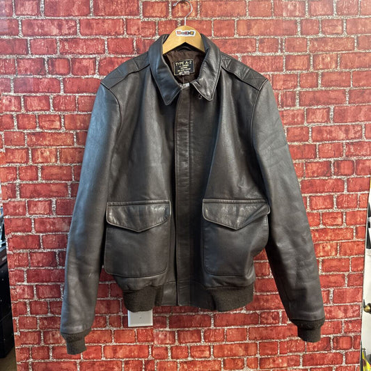 Vintage Type A-2 Brown Goatskin Leather Bomber Jacket Size L
