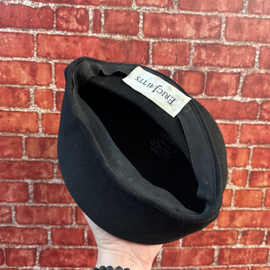 Eric Javits Black Vintage Rhinestone Wool Felt Hat