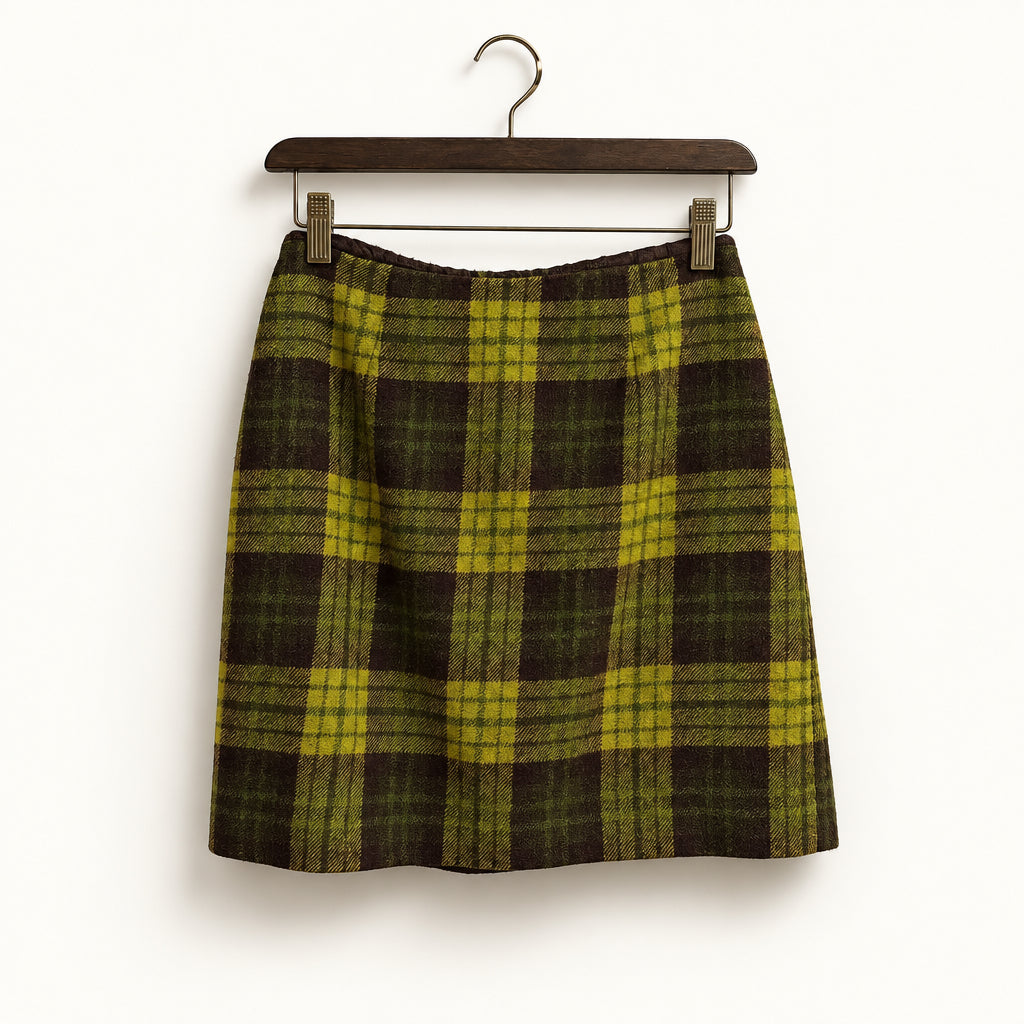 Henri Bendel Green Plaid Skirt Size 6