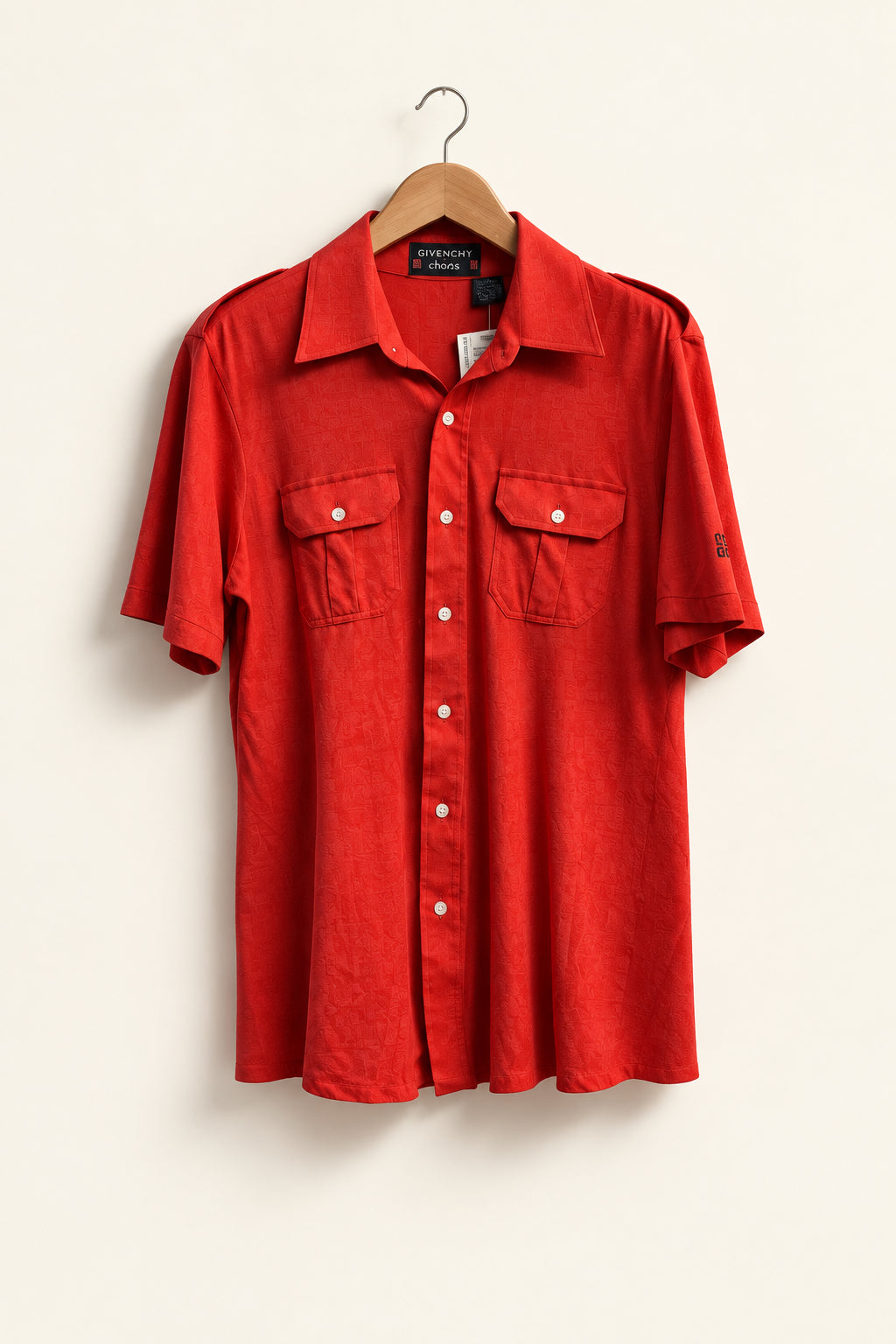 Vintage Givenchy Red SS Button Up Size L