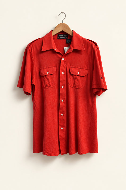Vintage Givenchy Red SS Button Up Size L