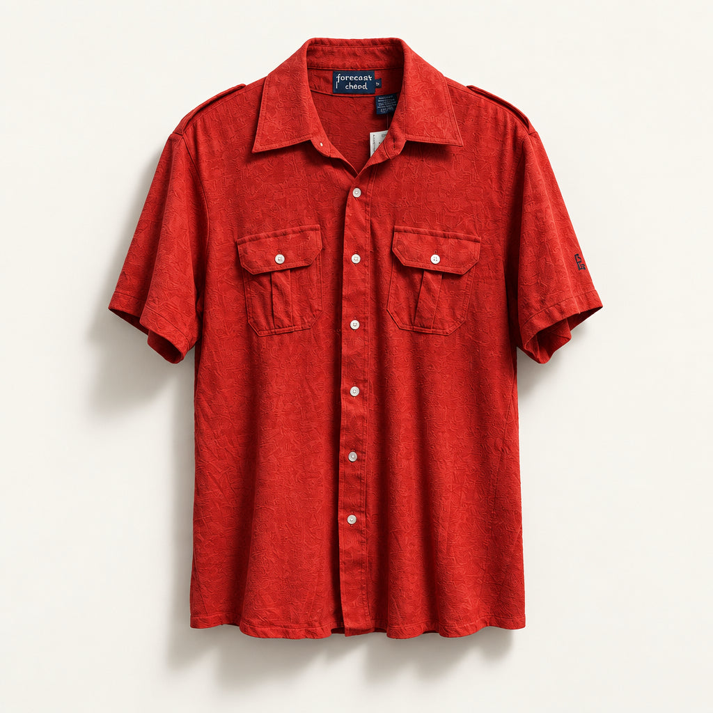 Vintage Givenchy Red SS Button Up Size L