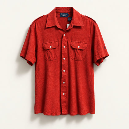 Vintage Givenchy Red SS Button Up Size L