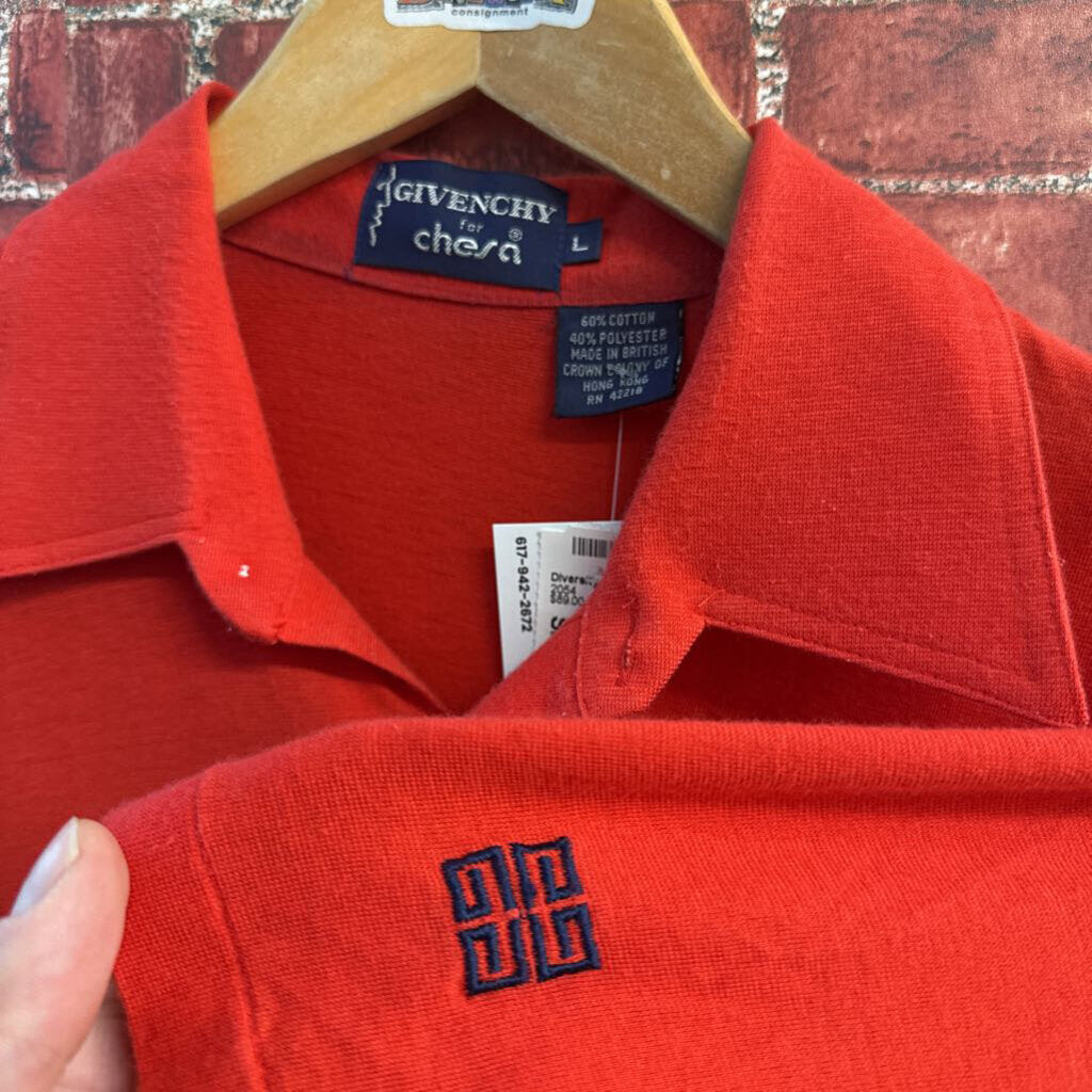 Vintage Givenchy Red SS Button Up Size L