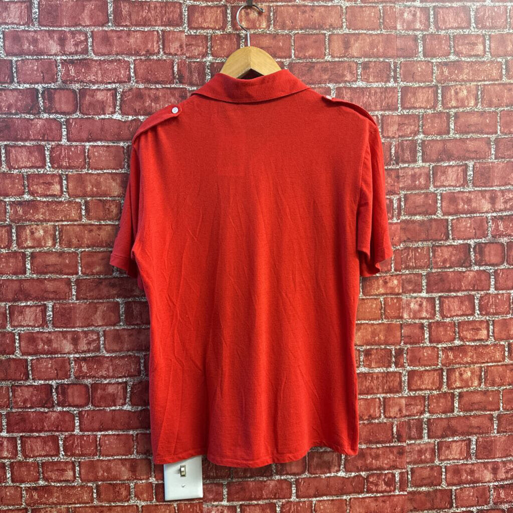 Vintage Givenchy Red SS Button Up Size L