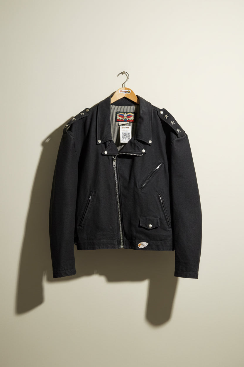 Jeff Hamilton Vintage Moto Jacket Canvas Black Men’s Size XL