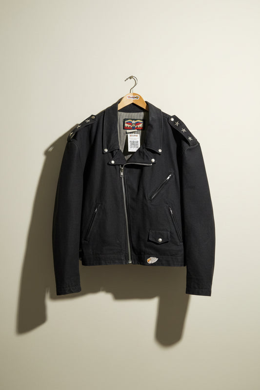 Jeff Hamilton Vintage Moto Jacket Canvas Black Men’s Size XL