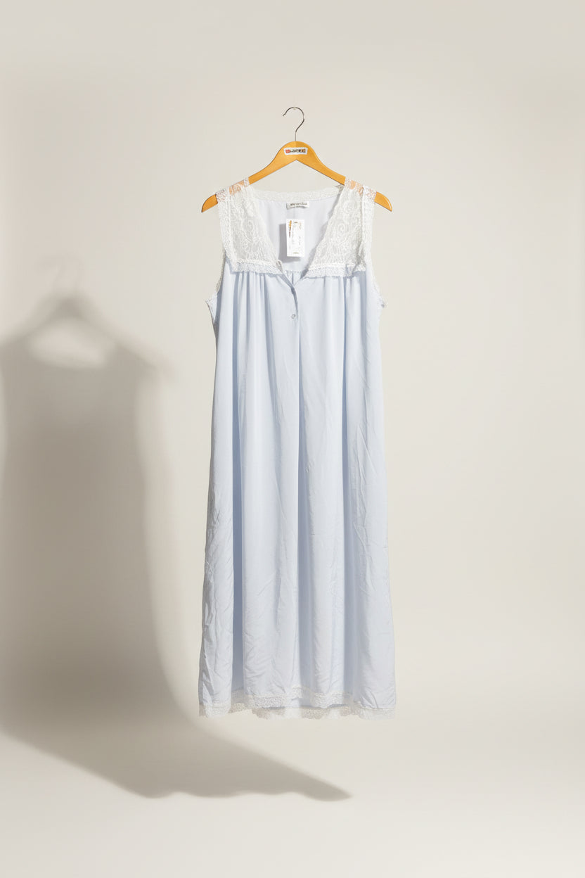 Christian Dior Vintage Nightgown AS-IS Lace Trim Blue Size 2XL