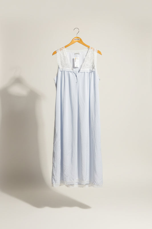 Christian Dior Vintage Nightgown AS-IS Lace Trim Blue Size 2XL