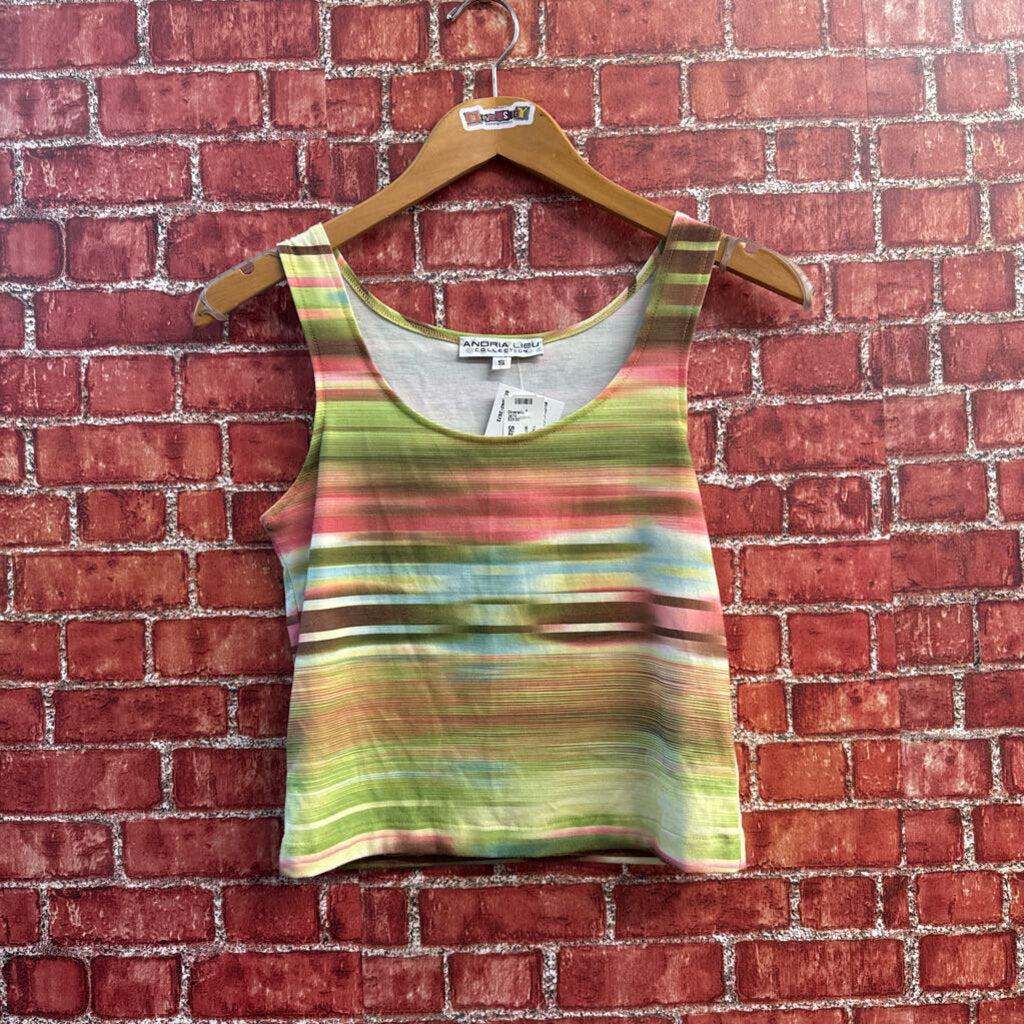 Andria Lieu Green & Pink Tank Top Size S