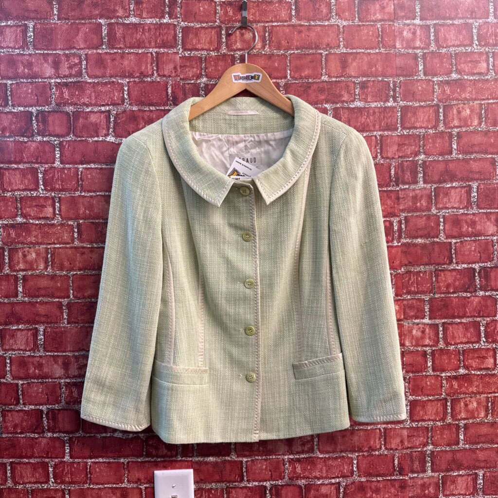 Feraud Green Knit Peplum Jacket Size 6
