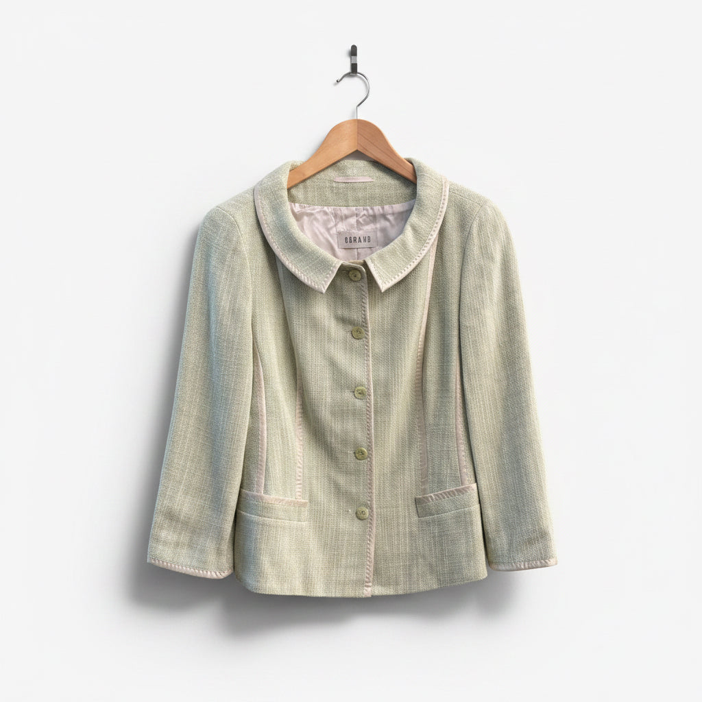 Feraud Green Knit Peplum Jacket Size 6