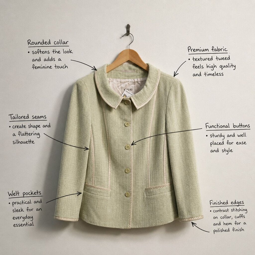 Feraud Green Knit Peplum Jacket Size 6