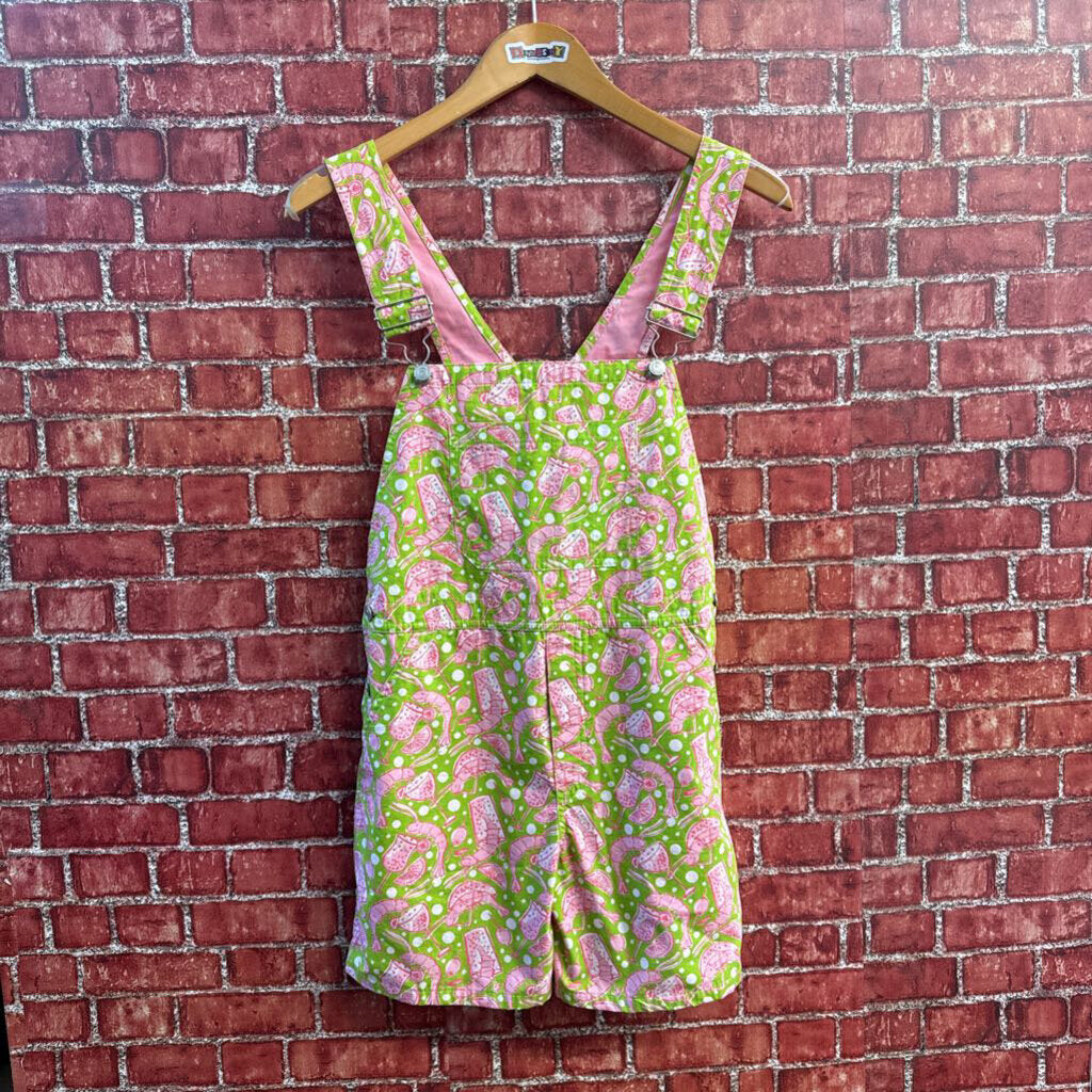 Lilly Pulitzer Overall Shorts Lobsters Green/Pink